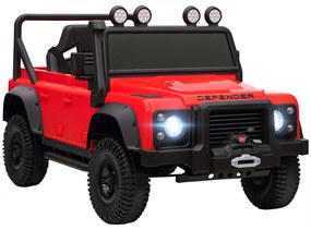 AIYAPLAY Carro Elétrico para Crianças com Licença Land Rover 12V Carro a Bateria Infantil com Controlo Remoto Sistema de Suspensão USB MP3 Velocidade Ajustável Faróis 115x61x61 cm Vermelho