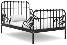 Estrutura de cama extensível em metal preto 80x130/200 cm