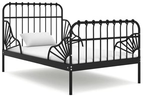 vidaXL Estrutura de cama extensível em metal preto 80x130/200 cm