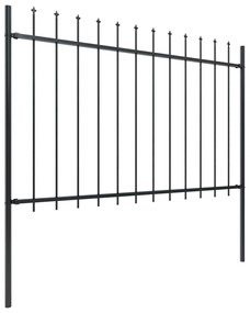 Cerca jardim com topo em lanças 6,8x1,2 m aço preto