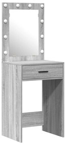 Conjunto de Mesa de Maquiagem de 3 Peças com LED Cinza Sonoma em Madei