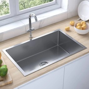 vidaXL Lava-louça de cozinha artesanal aço inoxidável