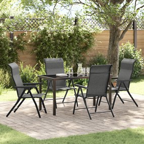 vidaXL Conjunto de Jantar de Jardim de 5 Peças Cinza Rattan PE
