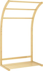 HOMCOM Toalheiro de Pé em Bambu com 3 Barras e Prateleira de Arrumação para Casa de Banho e Lavandaria 50x29x84 cm Natural | Aosom Portugal