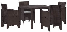 Conjunto de Jantar para Jardim 5 pcs Castanho Plástico