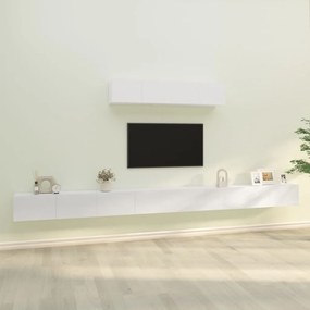6 pcs conjunto móveis de TV madeira processada branco brilhante