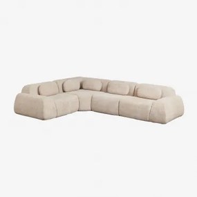 Sofá Modular De Canto Em Chenille De 4 Peças Embalado A Vácuo Mérida Chenille Grossa Bege Tapioca - Sklum