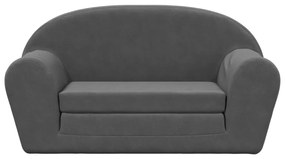 Sofá-cama infantil de 2 lugares pelúcia macia antracite