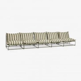 Sofá Modular De Jardim De 5 Peças Amaro Tapioca Beige - Verde Azeitona Profundo - Sklum