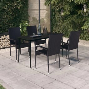 vidaXL 5 pcs Conjunto de jantar para jardim preto