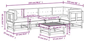 6pcs conjunto lounge jardim c/ almofadões madeira maciça branco