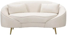 SOFÁ DE 2 LUGARES COM ALMOFADAS 148X84X68 CM CREME E DOURADO