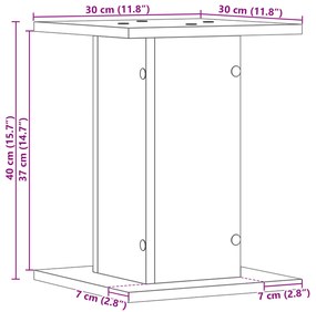 Suporte para Plantas vidaXL 2 pcs Preto Carvalho 30x30x40 cm Madeira d