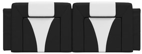 Almofadão de cabeceira 120 cm couro artificial preto e branco