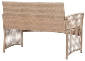 4 pcs conjunto lounge jardim c/ almofadões vime PE bege