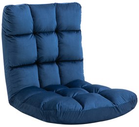 HOMCOM Sofá Conversível Sofá Preguiçoso Conforto Inclinação de Encosto Multi Posições 90° 180° Flanela Poliéster Acolchoado Azul Rei | Aosom Portugal