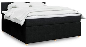 vidaXL Cama com molas/colchão 180x200 cm tecido preto