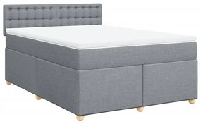 Cama com molas/colchão 140x190 cm tecido cinzento-claro