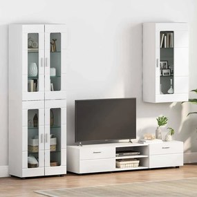 vidaXL Estante de Parede com porta Branco brilhante 55 x 29 x 100 cm