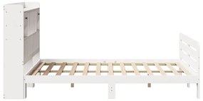 Cama com estante sem colchão 140x190 cm pinho maciço branco
