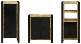 Conjunto de Móveis para Banheiro 3 pcs Madeira de manga maciça