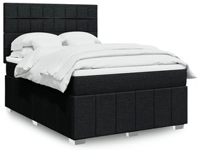 vidaXL Cama com molas/colchão 140x200 cm tecido preto