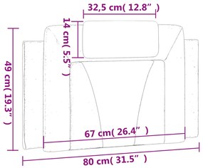 Almofadão de cabeceira 80 cm couro artificial castanho