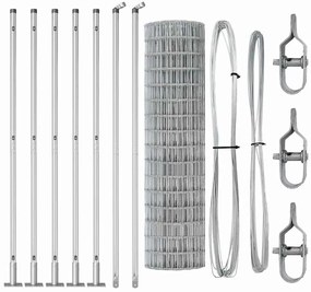 Cerca Euro com 7 Postes Flangeados 1,2x10 m em Aço Galvanizado