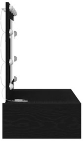 Mesa de Maquiagem Montada na Parede com Luzes LED em Carvalho Preto