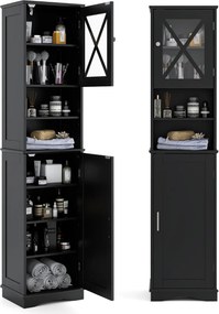 Armário de casa de banho alto 40 x 30 x 170,5 cm  com 5 prateleiras ajustáveis