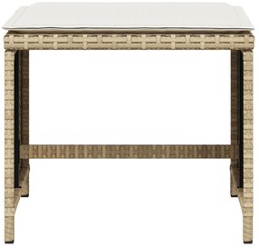 Bancos de jardim com almofadões 4 pcs 40x40x35 cm vime PE bege