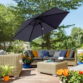 Guarda-Sol de Jardim Ø270x235cm Reclinável com Manivela e 6 Hastes - C