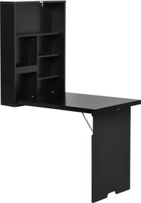 HOMCOM Mesa de parede dobrável Secretária de parede, incl. quadro de escrita, 60 cm x 94,5 cm x 147 cm, Preto | Aosom Portugal