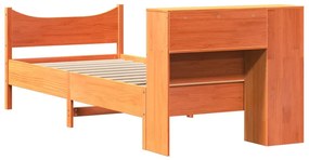 Cama sem colchão 90x190 cm madeira de pinho maciça castanho-mel