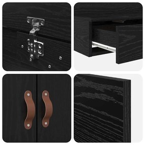 Estrutura de Cama Armazenamento Carvalho Preto 180x200 cm