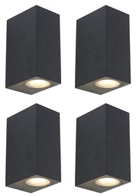 Conjunto de 4 Lâmpadas de Parede Inteligentes Pretas IP44 com 8 GU10 Wi-Fi - Baleno