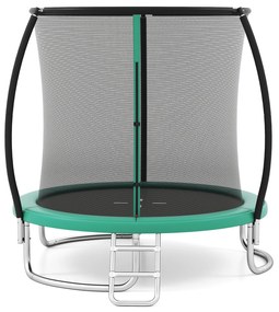 Trampolim para crianças Ø244 cm com escada e rede de segurança, para jardim verde