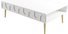 Mesa de Centro Lyon – Branco/Dourado – 105x33,6x60 cm