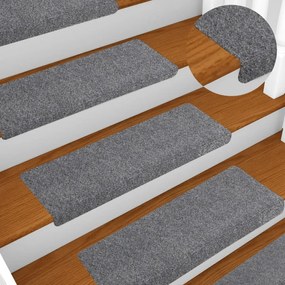 Tapetes de escada 5 pcs 65x21x4 cm agulhado cinzento-claro