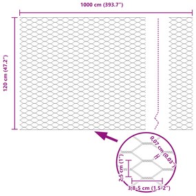 Cerca Hexagonal vidaXL Verde 1,2x10 m Aço