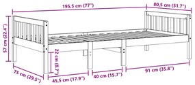 Cama de criança sem colchão 75x190 cm madeira de pinho maciça