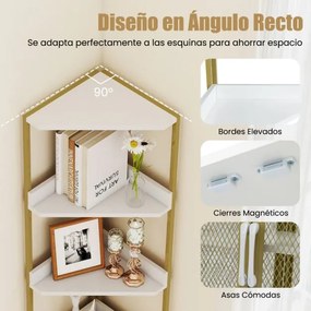 Estante de canto 32 x 32 x 170 cm com 6 níveis com portas para sala, escritório Branca