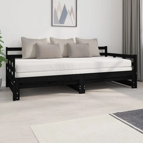 820376 vidaXL Estrutura sofá-cama de puxar 2x(90x200) cm pinho maciço preto
