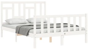 Estrutura de cama com cabeceira 120x200cm madeira maciça branco