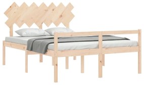 Cama para idosos com cabeceira 140x200 cm madeira maciça