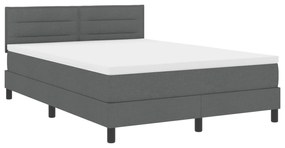 Camas Box com Colchão Cinza Escuro 140x190 cm Tecido