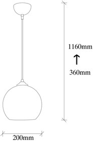 Candeeiro de Teto Camini – Preto Mel – Diâmetro 20 cm, Altura 116 cm