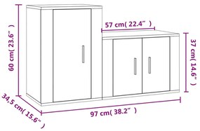 2 pcs conjunto móveis de TV derivados madeira branco brilhante