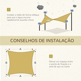 Vela de Sombra Retangular 4x6 m Toldo Vela de HDPE com Anéis de Aço In