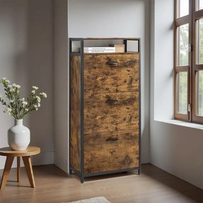 Sapateira com 3 portas 60 x 30 x 130 cm castanho vintage-preto
